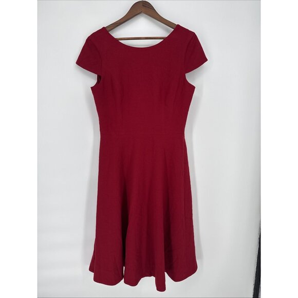 New Dress The Population Size Large Red Livia Midi Cocktail Dress Fit & Flare - Picture 3 of 10
